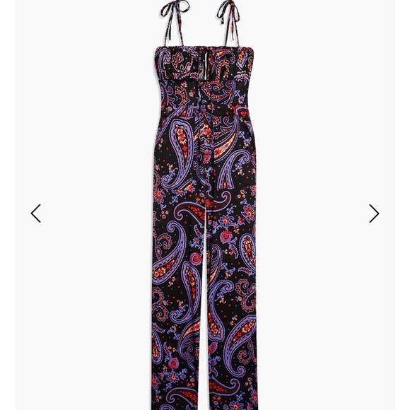 NWT WeWoreWhat Danielle Bernstein Black Paisley pull on jumpsuit jumper … - Picture 5 of 6